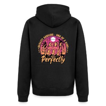 June 1992 anniversary 1992 Retro 1992 June - Unisex Premium Organic Zip Hoodie - black - Back - Nico (187cm)