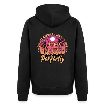 June 1977 anniversary 1977 Retro 1977 June - Unisex Premium Organic Zip Hoodie - black - Back - Nico (187cm)