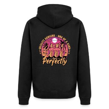 June 2000 anniversary 2000 Retro 2000 June - Unisex Premium Organic Zip Hoodie - black - Back - Nico (187cm)