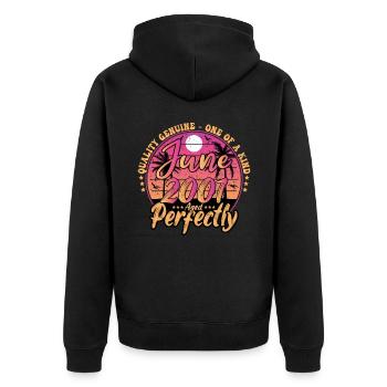 June 2001 anniversary 2001 Retro 2001 June - Unisex Premium Organic Zip Hoodie - black - Back - Nico (187cm)