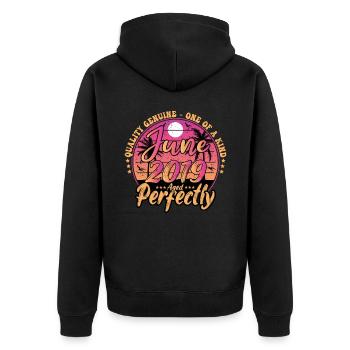 June 2019 anniversary 2019 Retro 2019 June - Unisex Premium Organic Zip Hoodie - black - Back - Nico (187cm)