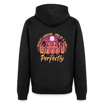 June 1999 anniversary 1999 Retro 1999 June - Unisex Premium Organic Zip Hoodie - black - Back - Nico (187cm)