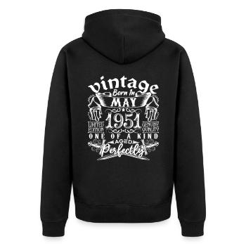 1951 May 1951 birthday May 1951 May - Unisex Premium Organic Zip Hoodie - black - Back - Nico (187cm)