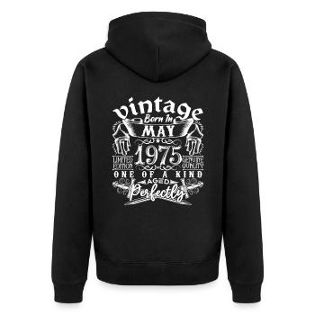 1975 Mai 1975 anniversaire May 1975 Mai - Veste à capuche bio Premium Unisexe - noir - Dos - Nico (187cm)