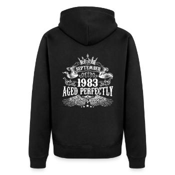 September 1983 anniversary 1983 September - Unisex Premium Organic Zip Hoodie - black - Back - Nico (187cm)