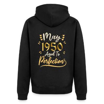 Mai 1950 Mai Geburtstag Mai 1950 - Unisex Premium Bio Zip Hoodie - Schwarz - Hinten - Nico (187cm)