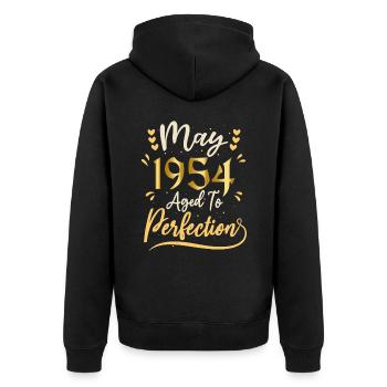 Mai 1954 Mai Geburtstag Mai 1954 - Unisex Premium Bio Zip Hoodie - Schwarz - Hinten - Nico (187cm)