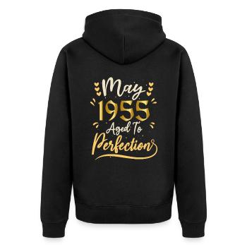May 1955 May birthday May 1955 - Unisex Premium Organic Zip Hoodie - black - Back - Nico (187cm)