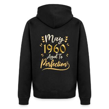 Mai 1960 Mai Geburtstag Mai 1960 - Unisex Premium Bio Zip Hoodie - Schwarz - Hinten - Nico (187cm)