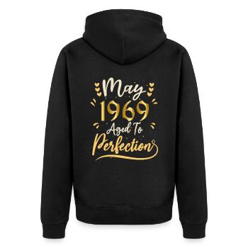 Mai 1969 Mai anniversaire May 1969 - Veste à capuche bio Premium Unisexe - noir - Dos - Nico (187cm)