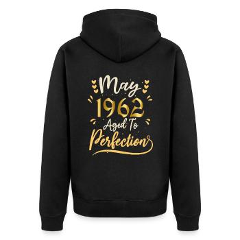 Mai 1962 Mai Geburtstag Mai 1962 - Unisex Premium Bio Zip Hoodie - Schwarz - Hinten - Nico (187cm)