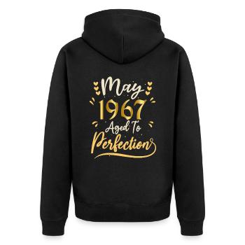 Mai 1967 Mai anniversaire May 1967 - Veste à capuche bio Premium Unisexe - noir - Dos - Nico (187cm)