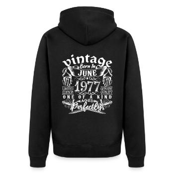 1977 June 1977 anniversary June 1977 June - Unisex Premium Organic Zip Hoodie - black - Back - Nico (187cm)