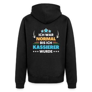 Ich war normal bis ich Kassierer wurde - Unisex Premium Bio Zip Hoodie - Schwarz - Hinten - Nico (187cm)