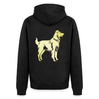 Australian Shepherd Hund Silhouette - Unisex Premium Bio Zip Hoodie - Schwarz - Hinten - Nico (187cm)