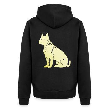 American Staffordshire Terrier Hund - Unisex Premium Bio Zip Hoodie - Schwarz - Hinten - Nico (187cm)