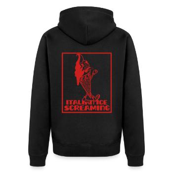 Schreiendes italienisches Eiscreme-Maskottchen - Unisex Premium Bio Zip Hoodie - Schwarz - Hinten - Nico (187cm)
