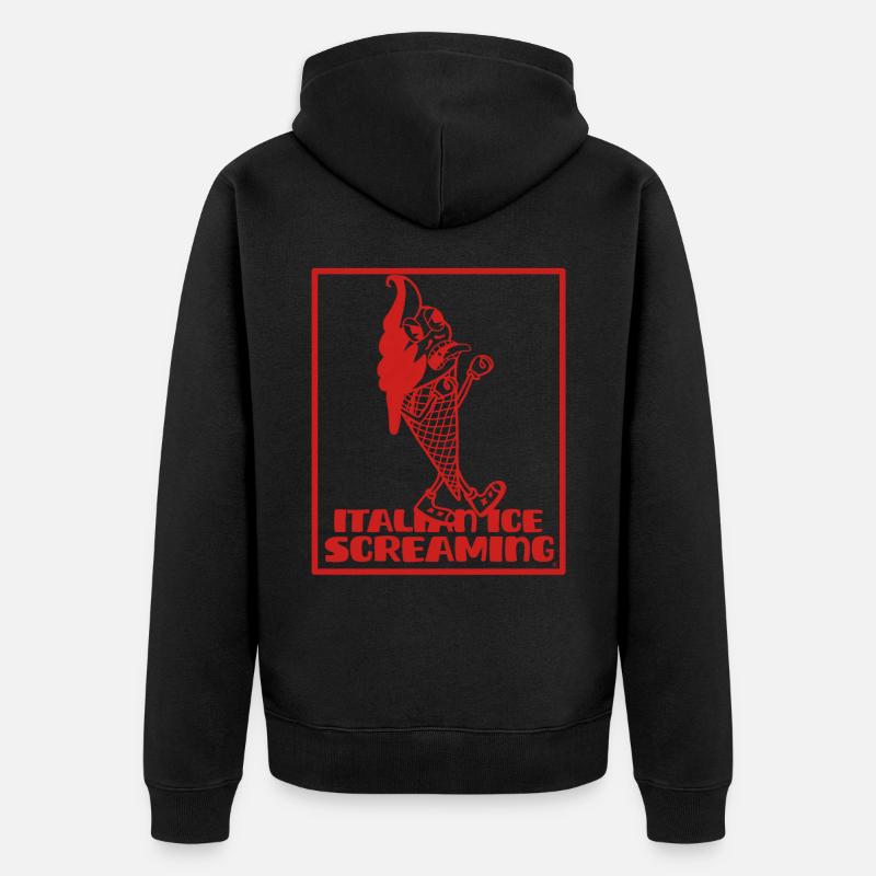 Mascotte Glace à l'italienne hurlante - Veste à capuche bio Premium Unisexe - noir
