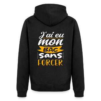 j'ai eu mon bac sans forcer - Veste à capuche bio Premium Unisexe - noir - Dos - Nico (187cm)