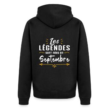 Les légendaires sont nées en septembre - Veste à capuche bio Premium Unisexe - noir - Dos - Nico (187cm)