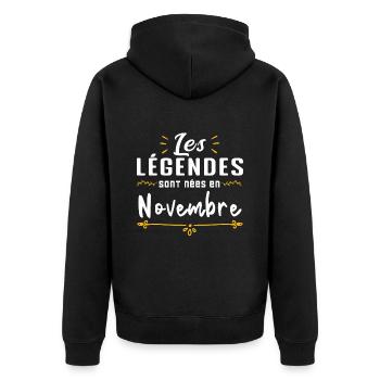 les légendes sont nées en novembre - Veste à capuche bio Premium Unisexe - noir - Dos - Nico (187cm)
