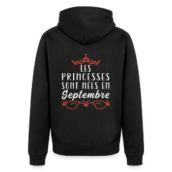 Les Princesse Sont Nées En Septembre Anniversaire - Veste à capuche bio Premium Unisexe - noir - Dos - Nico (187cm)