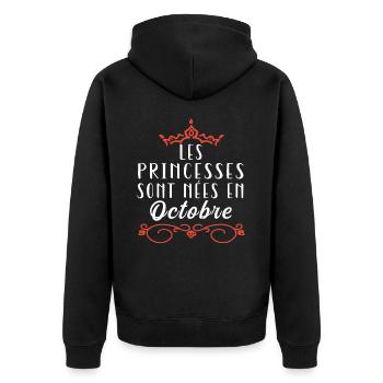 Les Princesse Sont Nées En Octobre Anniversaire - Veste à capuche bio Premium Unisexe - noir - Dos - Nico (187cm)