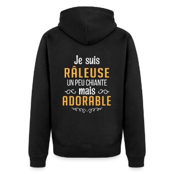 Je suis râleuse un peu chiante mais adorable - Veste à capuche bio Premium Unisexe - noir - Dos - Nico (187cm)