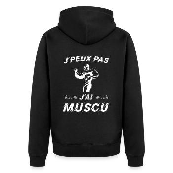 J peux pas j ai muscu - Veste à capuche bio Premium Unisexe - noir - Dos - Nico (187cm)