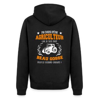 j'ai choisi d'être agriculteur beau gosse - Veste à capuche bio Premium Unisexe - noir - Dos - Nico (187cm)