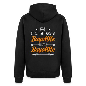 Tout ce qui se passe a Bayonne reste a Bayonne. - Veste à capuche bio Premium Unisexe - noir - Dos - Nico (187cm)