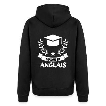 diplômé en anglais. - Veste à capuche bio Premium Unisexe - noir - Dos - Nico (187cm)