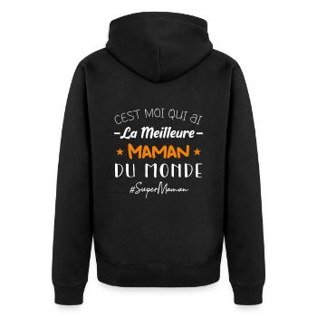 Meilleure maman cadeau fête des mères #supermaman. - Veste à capuche bio Premium Unisexe - noir - Dos - Nico (187cm)