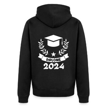 Diplômée 2024 - Veste à capuche bio Premium Unisexe - noir - Dos - Nico (187cm)