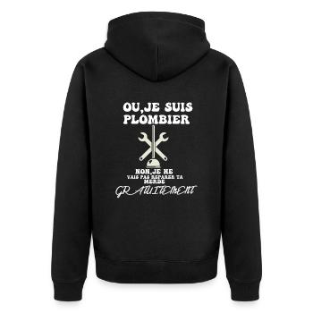 oui je suis plombier - Veste à capuche bio Premium Unisexe - noir - Dos - Nico (187cm)