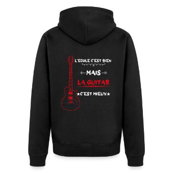 l'école c'est bien mais la guitar c'est mieux - Veste à capuche bio Premium Unisexe - noir - Dos - Nico (187cm)