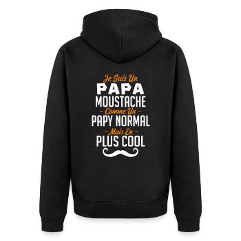 Je suis un papa moustachu carrément plus cool - Veste à capuche bio Premium Unisexe - noir - Dos - Nico (187cm)