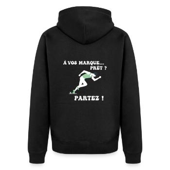 À vos marques.. Prêts? Partez! - Veste à capuche bio Premium Unisexe - noir - Dos - Nico (187cm)