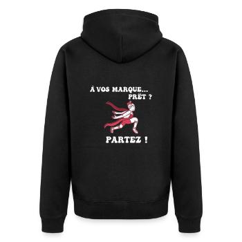 À vos marques.. Prêts? Partez! - Veste à capuche bio Premium Unisexe - noir - Dos - Nico (187cm)