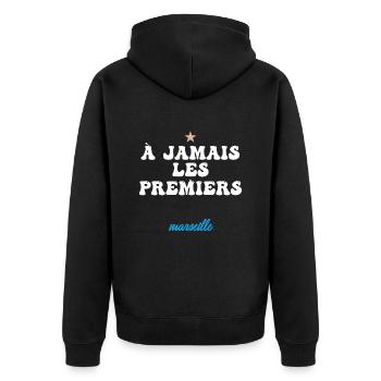 À JAMAIS LES PREMIERS (bleu) - Veste à capuche bio Premium Unisexe - noir - Dos - Nico (187cm)