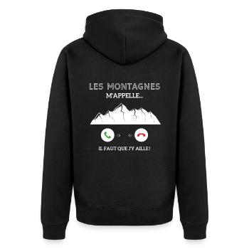 les montagnes m'appelle il faut que j'y aille! - Veste à capuche bio Premium Unisexe - noir - Dos - Nico (187cm)