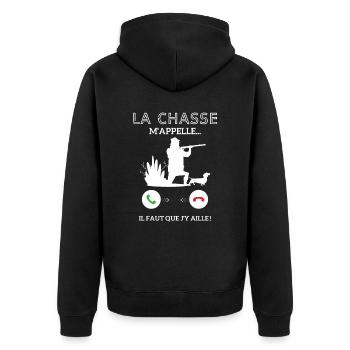 La Chasse m'appelle faut que j'y aille ! - Veste à capuche bio Premium Unisexe - noir - Dos - Nico (187cm)