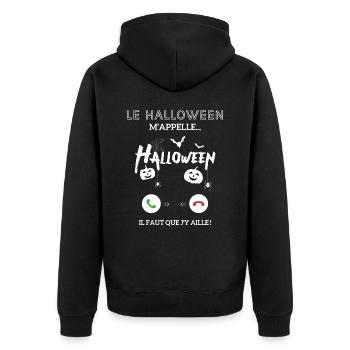 le halloween m'appelle il faut que j'y aille - Veste à capuche bio Premium Unisexe - noir - Dos - Nico (187cm)