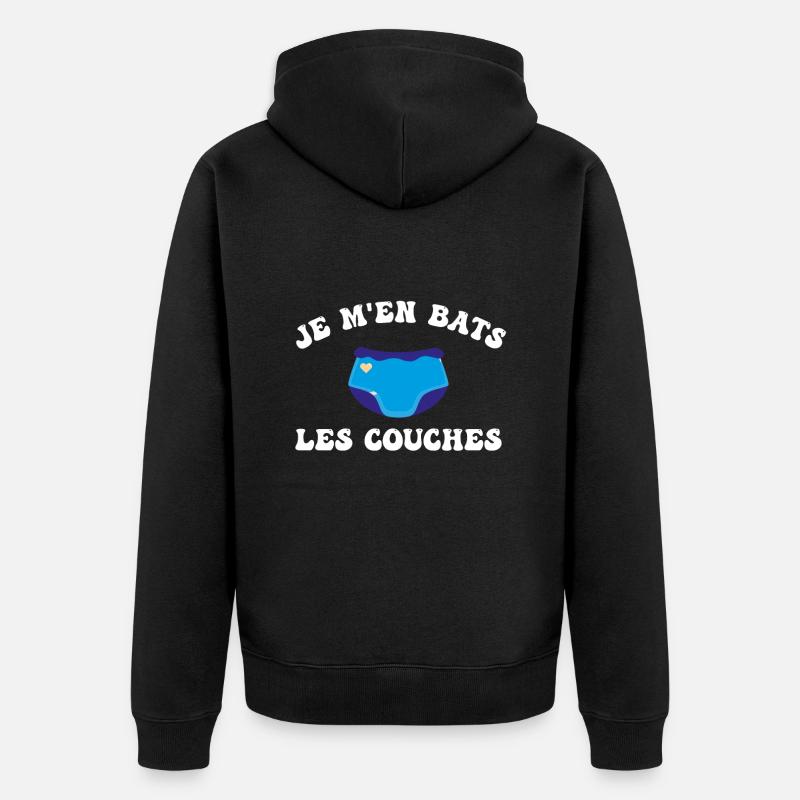Je m'en bats les couches - Veste à capuche bio Premium Unisexe - noir