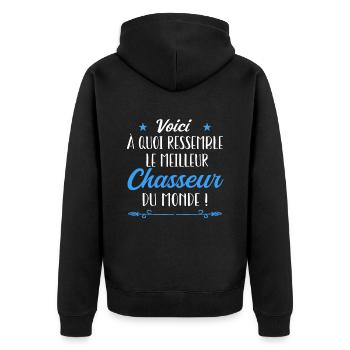 Voici à quoi ressemble le chasseur du monde - Veste à capuche bio Premium Unisexe - noir - Dos - Nico (187cm)