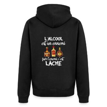 L'alcool est un ennemi - Veste à capuche bio Premium Unisexe - noir - Dos - Nico (187cm)