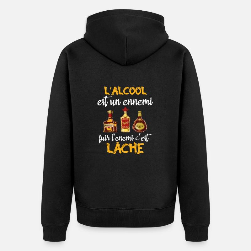 L'alcool est un ennemi - Veste à capuche bio Premium Unisexe - noir