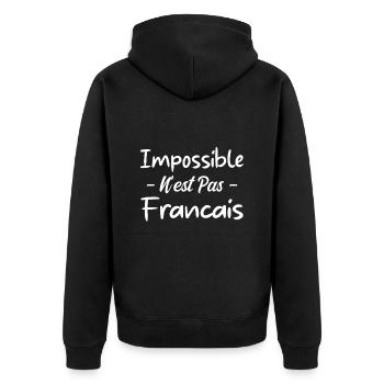 Impossible n est pas francais - Veste à capuche bio Premium Unisexe - noir - Dos - Nico (187cm)