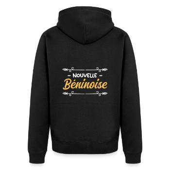 Nouvelle Béninoise - Idée cadeau bébé - Veste à capuche bio Premium Unisexe - noir - Dos - Nico (187cm)