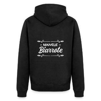 Nouvelle Biarrote - Idée cadeau bébé - Veste à capuche bio Premium Unisexe - noir - Dos - Nico (187cm)